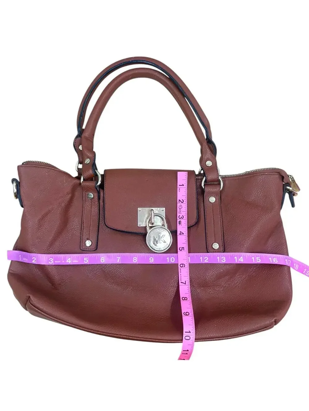 Michael Kors Hamilton Cognac Leather Shoulder Bag - Picture 8 of 8